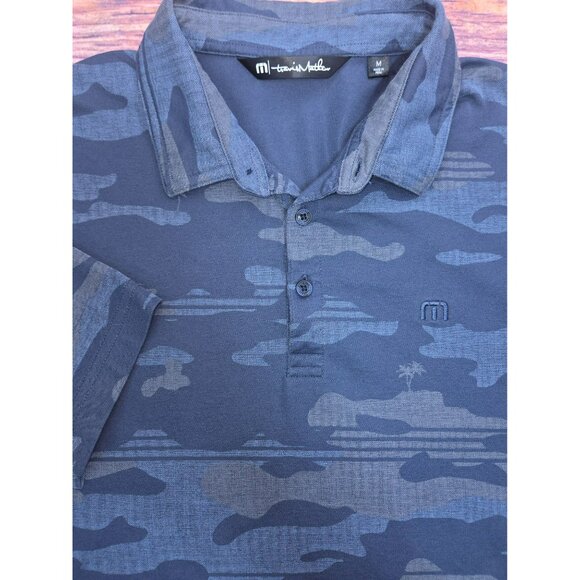 Travis‎ Mathew Mens Navy Blue Camo Print Polo Shirt Medium - Picture 4 of 7